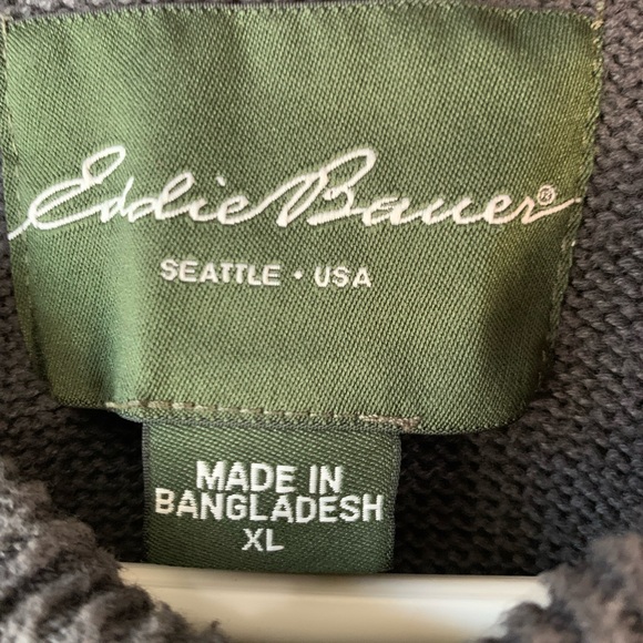 Eddie Bauer 100% Combed Cotton Gray 2 Button Front Long Sleeve Sweater Size XL - Picture 8 of 9